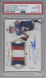 Josh Allen from the 2018 Panini Flawless set graded by PSA and given an overall grade of 10.
