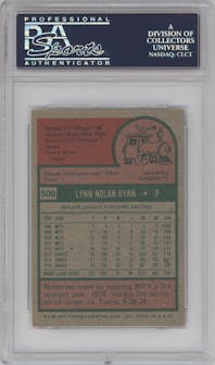 Nolan Ryan from the 1975 Topps Mini set graded by PSA and given an overall grade of 8.