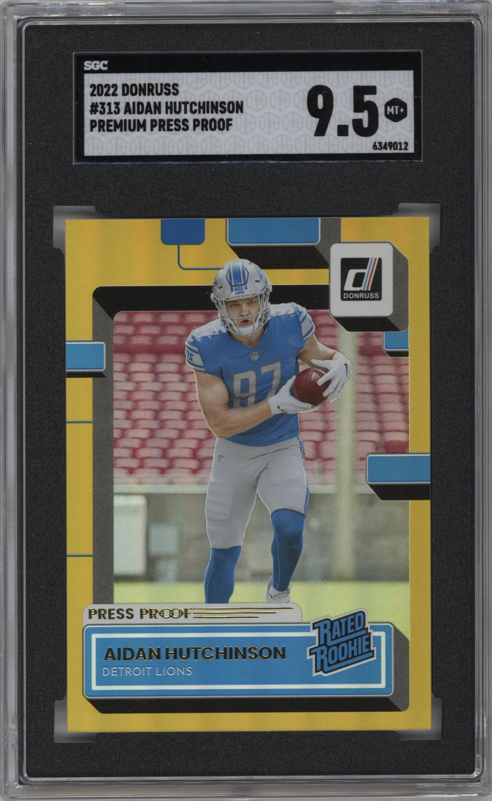 2022 Panini Donruss Rated Rookie Aidan Hutchinson Press Proof Premium SGC 9.5