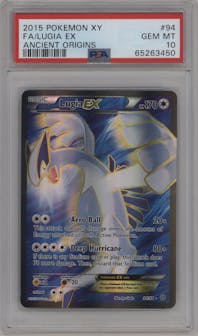 Lugia EX from the 2015 Pokemon XY set graded by PSA and given an overall grade of 10.