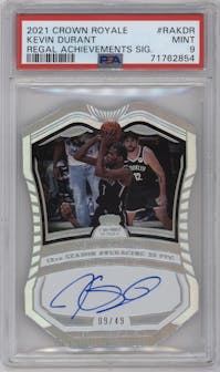 Kevin Durant from the 2021-22 Crown Royale set graded by PSA and given an overall grade of 9.