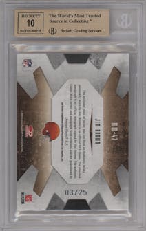 Jim Brown from the 2008 Leaf Limited set featuring a Prime parallel graded by Beckett and given an overall grade of 9.5.