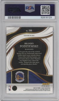 Brandin Podziemski from the 2023-24 Panini Select  set featuring a Gold Glitter parallel graded by PSA and given an overall grade of 10.