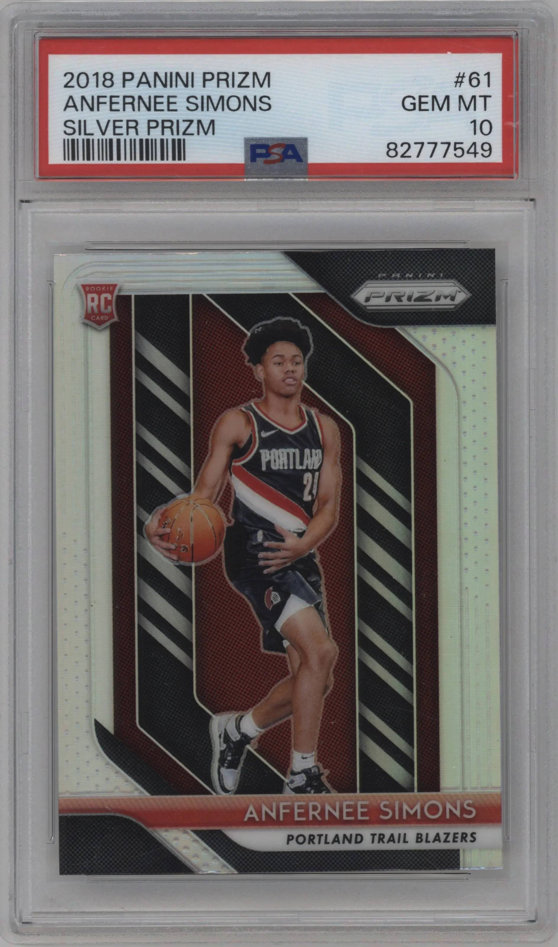 2018 Panini Prizm Anfernee Simons Silver Prizm PSA 10