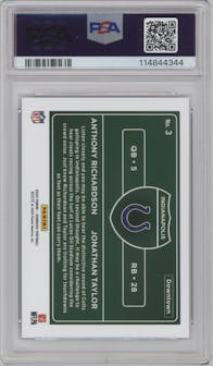 Anthony Richardson/Jonathan Taylor from the 2024 Donruss set graded by PSA and given an overall grade of 10.