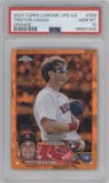 Triston Casas from the 2023 Topps Chrome Update Series Sapphire Edition set featuring a Orange parallel graded by PSA and given an overall grade of 10.