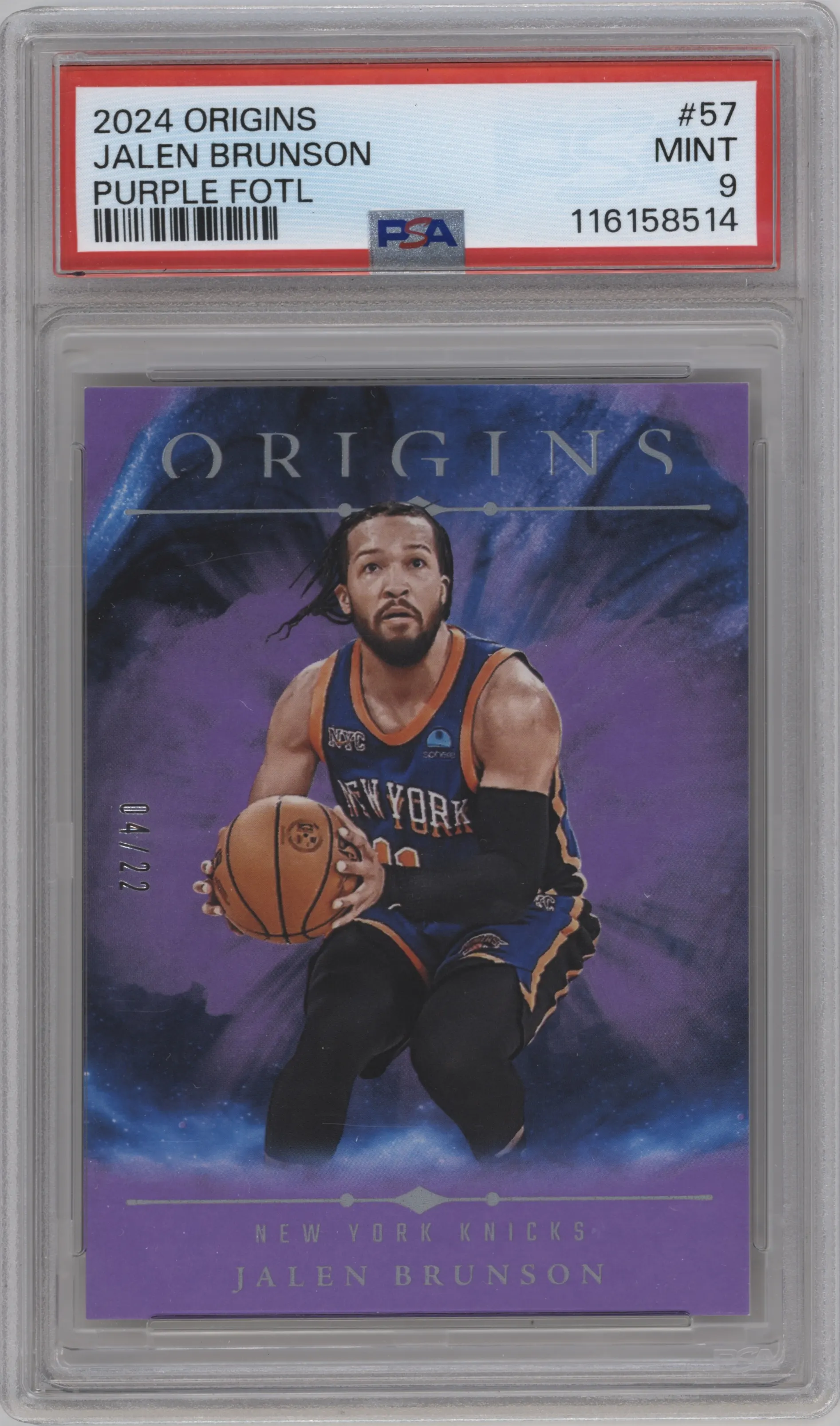 2024 Panini Origins Jalen Brunson Purple FOTL #57 PSA 9