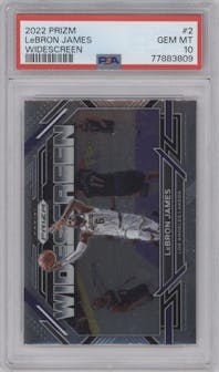 Lebron James from the 2022-23 Panini Prizm  set graded by PSA and given an overall grade of 10.