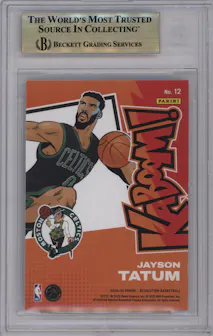 Jayson Tatum from the 2024-25 Panini Revolution set graded by Beckett and given an overall grade of 9.5.