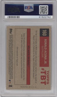 Ronald Acuna Jr. from the 2018 Topps Throwback Thursday set graded by PSA and given an overall grade of 10.