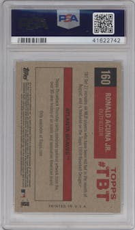 Ronald Acuna Jr. from the 2018 Topps Throwback Thursday set graded by PSA and given an overall grade of 10.
