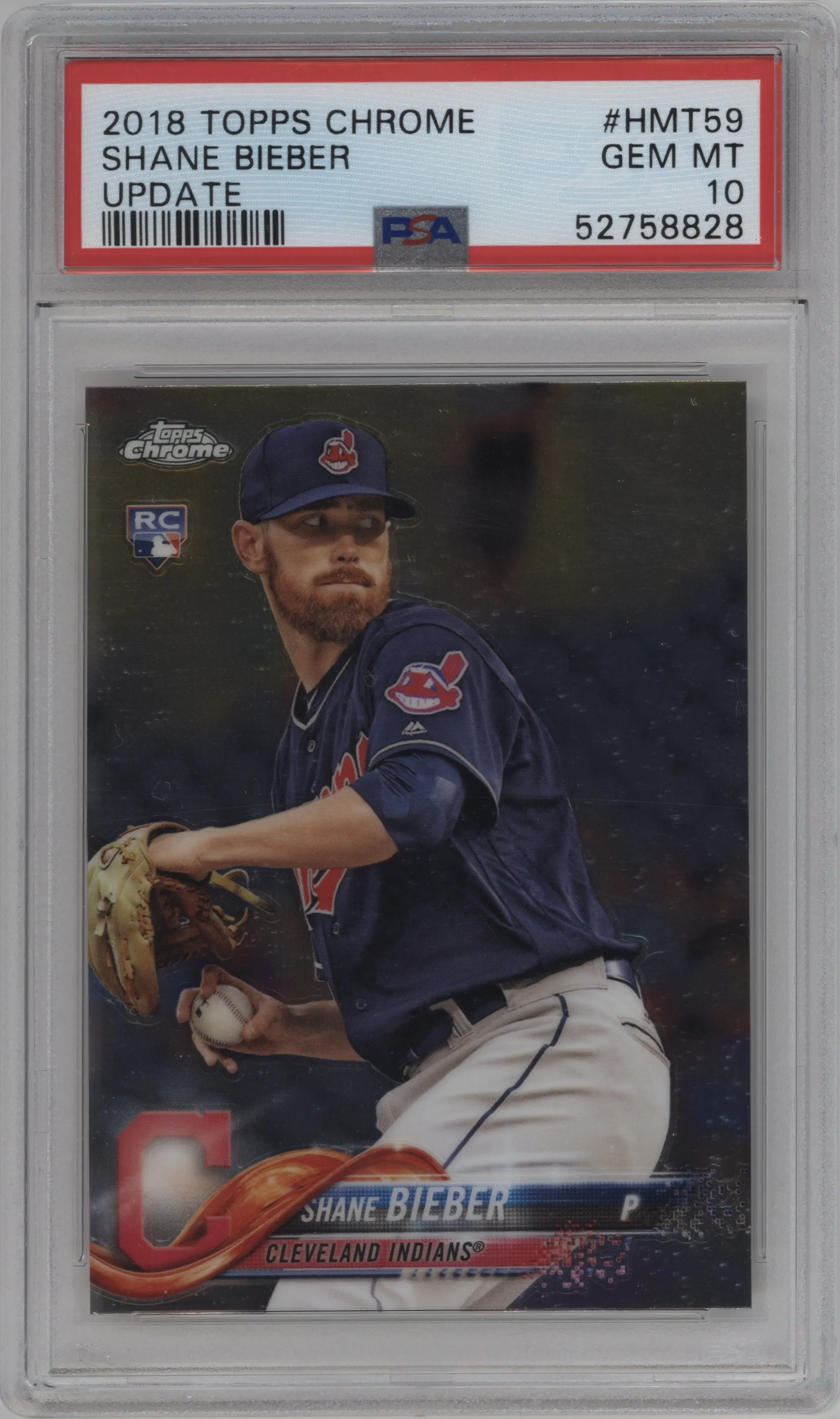 2018 Topps Chrome Update Shane Bieber PSA 10