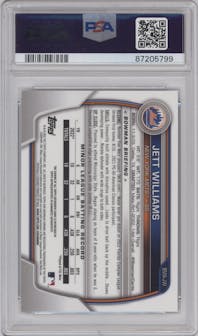 Jett Williams from the 2023 Bowman Mega Box set graded by PSA and given an overall grade of 10.