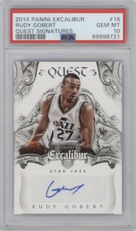 Rudy Gobert from the 2014-15 Panini Excalibur set graded by PSA and given an overall grade of 10.