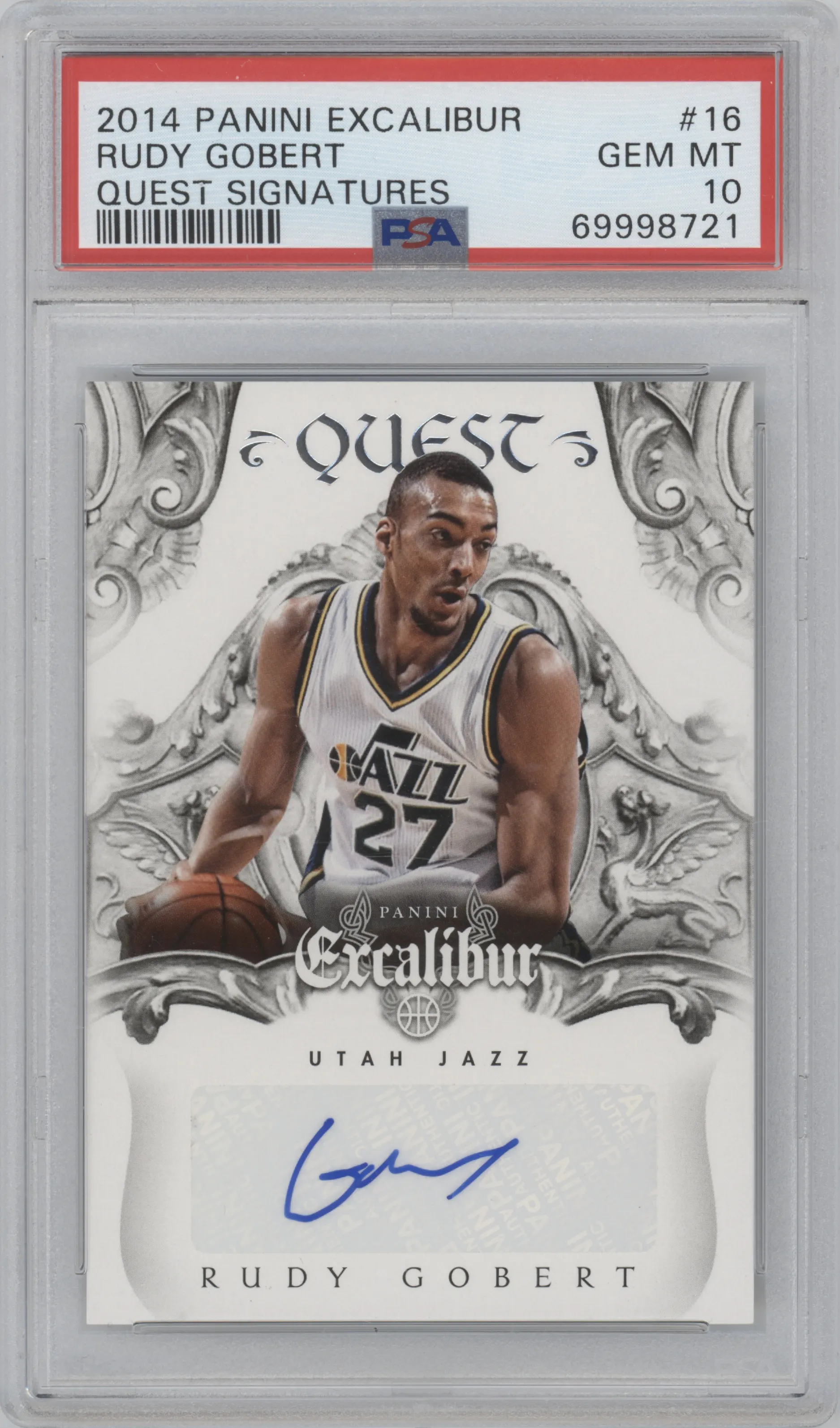 2014 Panini Excalibur Quest Rudy Gobert #16 PSA 10