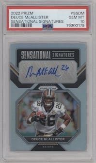 Deuce McAllister from the 2022 Panini Prizm set graded by PSA and given an overall grade of 10.