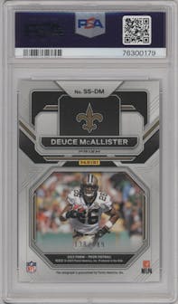 Deuce McAllister from the 2022 Panini Prizm set graded by PSA and given an overall grade of 10.