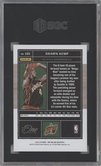 Shawn Kemp from the 2023-24 Panini One and One set featuring a Gold parallel graded by SGC and given an overall grade of 10.