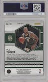 P.J. Tucker from the 2020-21 Panini Mosaic set featuring a Genesis  parallel graded by PSA and given an overall grade of 10.