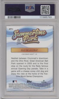 Elly De La Cruz from the 2024 Topps Chrome set graded by PSA and given an overall grade of 10.