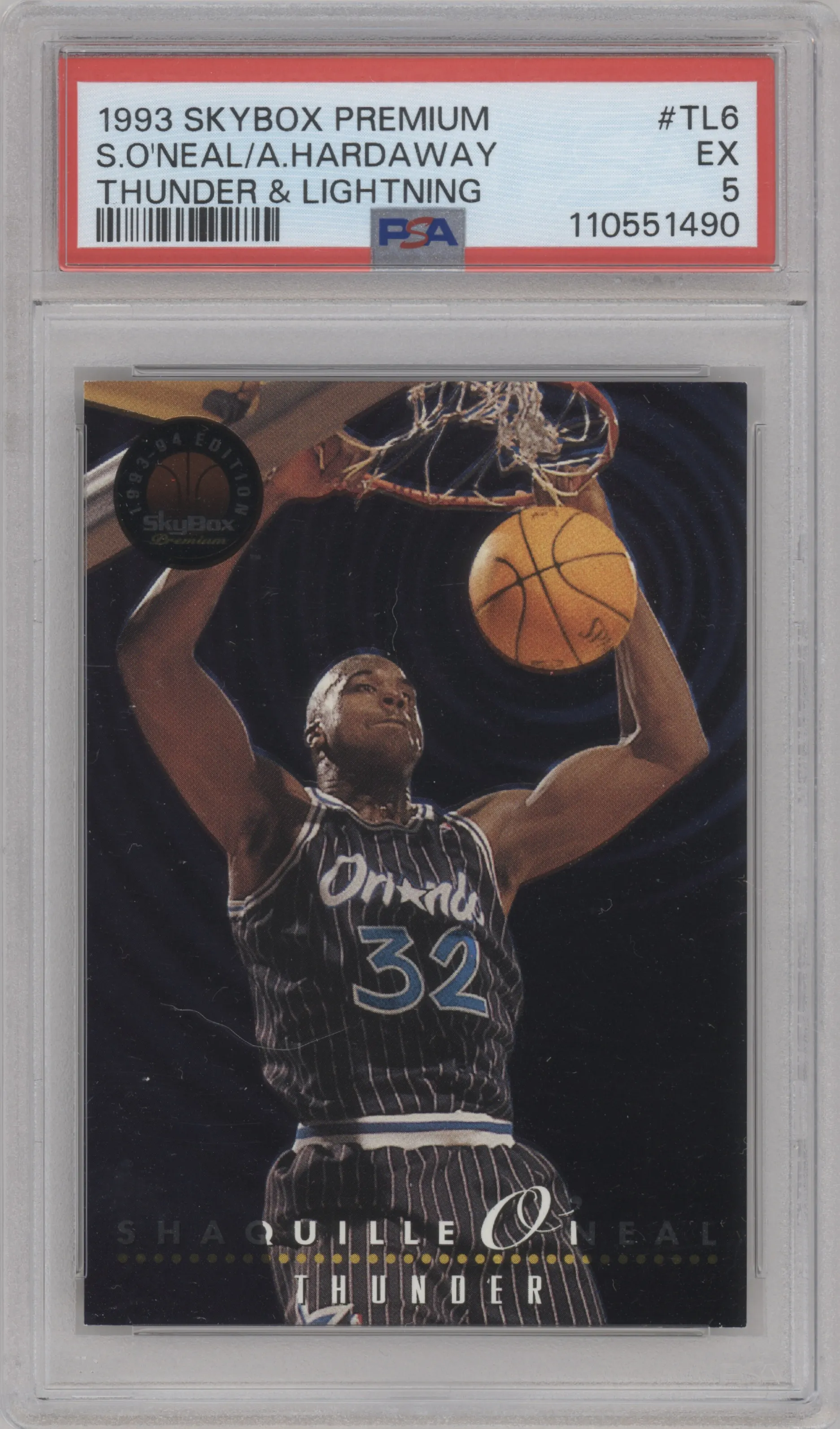 1993 SkyBox Premium Thunder and Lightning Shaquille O'Neal/Anfernee Hardaway #TL6 PSA 5