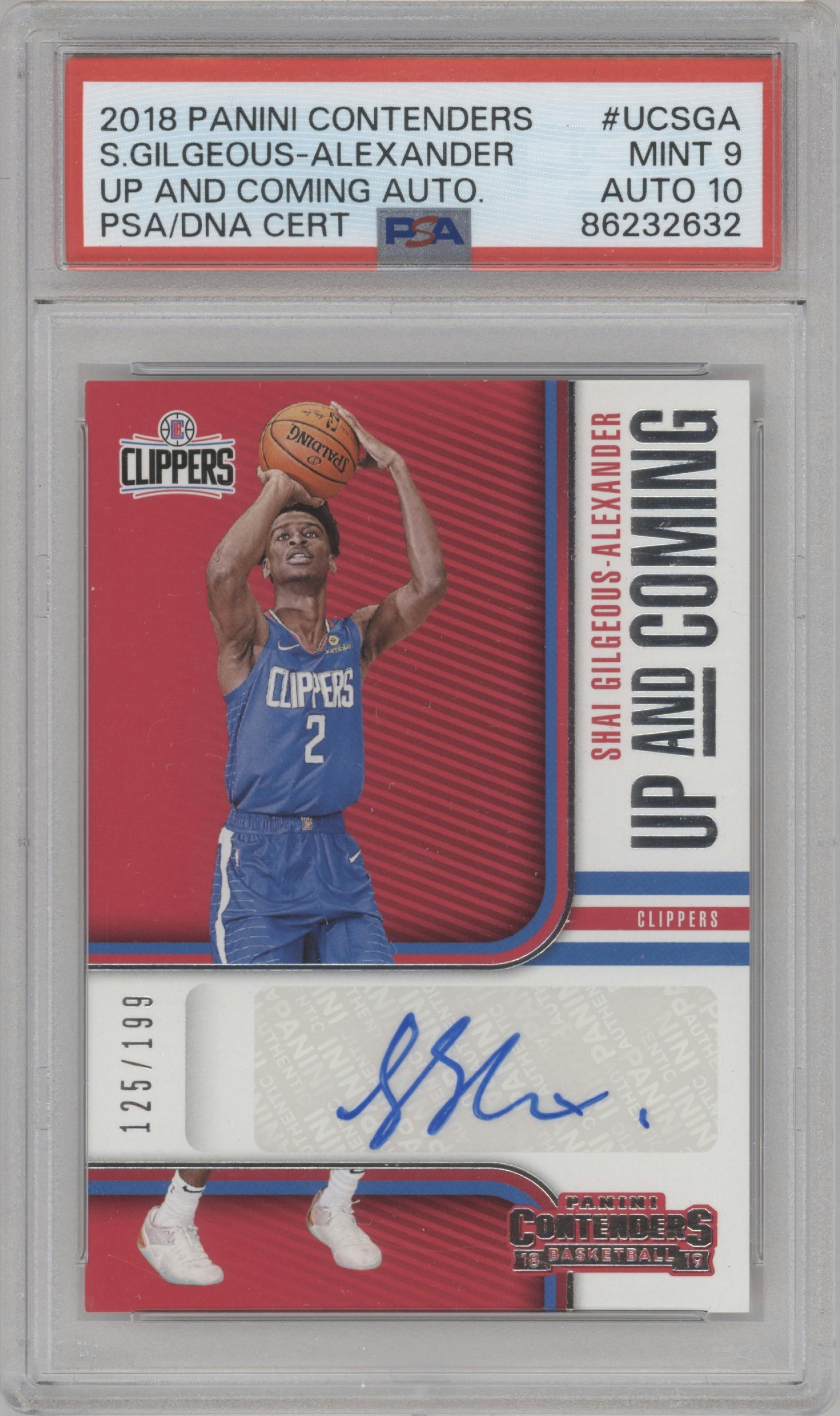 Shai Gilgeous-Alexander from the 2018-19 Panini Contenders set graded by PSA and given an overall grade of 9.