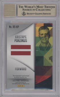Kristaps Porzingis from the 2015-16 Panini Prizm  set graded by Beckett and given an overall grade of 9.5.