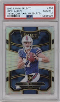 Josh Allen from the 2017 Panini Select set graded by PSA and given an overall grade of 10.