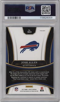 Josh Allen from the 2017 Panini Select set graded by PSA and given an overall grade of 10.