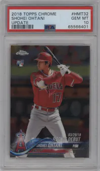 Shohei Ohtani from the 2018 Topps Chrome Update set graded by PSA and given an overall grade of 10.