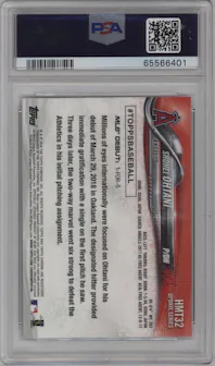 Shohei Ohtani from the 2018 Topps Chrome Update  set graded by PSA and given an overall grade of 10.