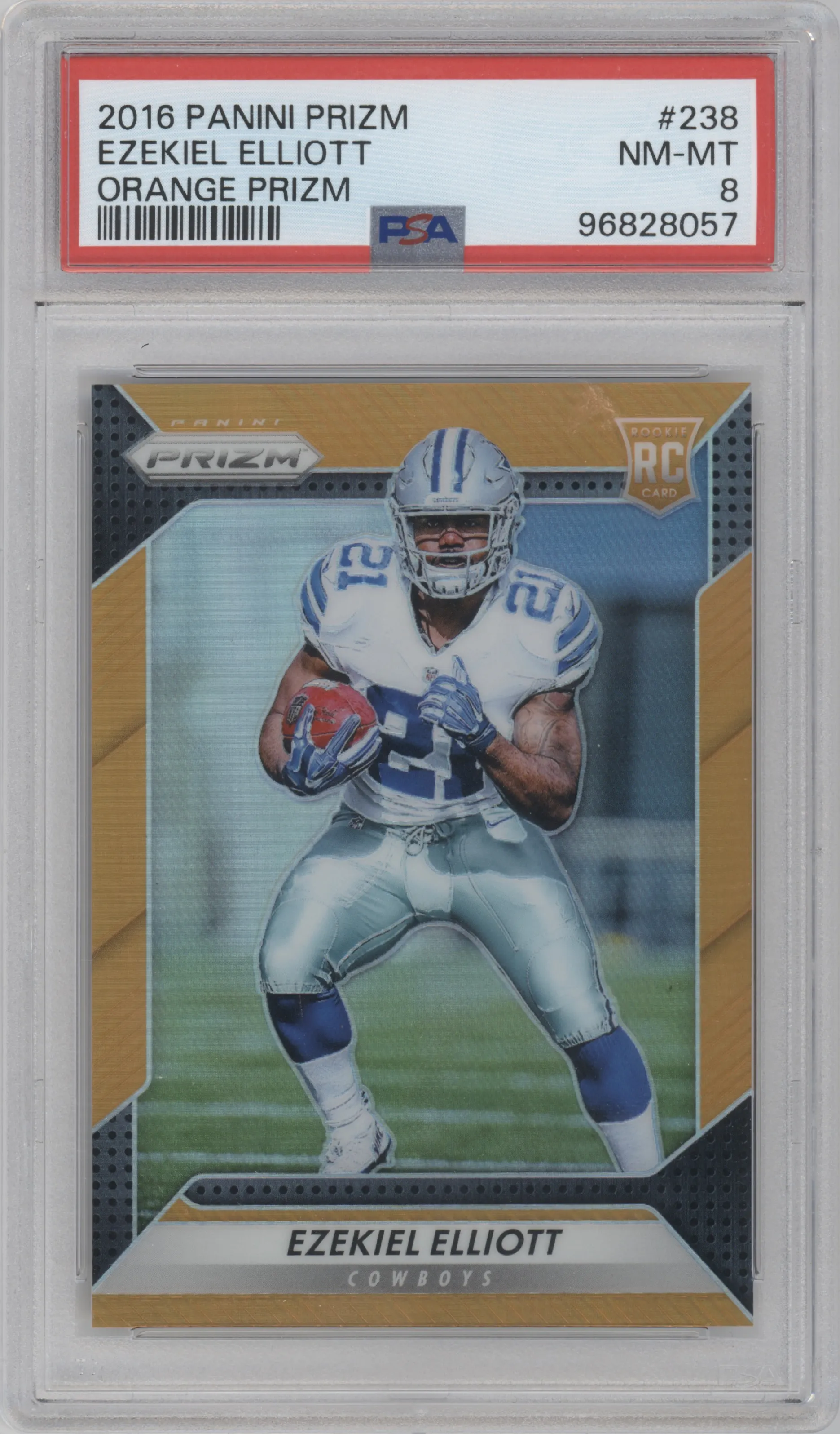 2016 Panini Prizm Ezekiel Elliott Orange Prizm #238 PSA 8
