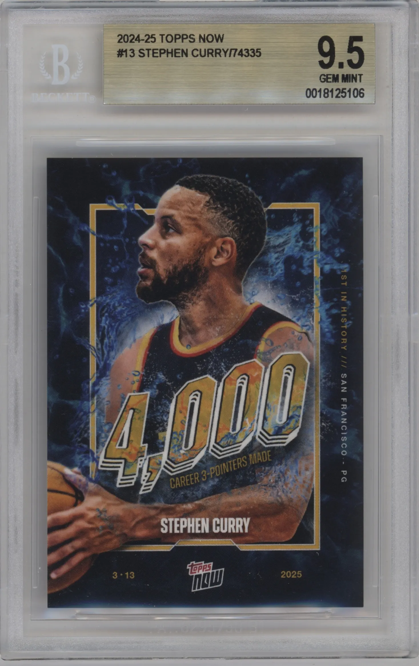 2024 Topps Now Stephen Curry #13 BGS 9.5