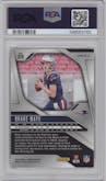 Drake Maye from the 2024 Panini Prizm set featuring a Silver Prizm parallel graded by PSA and given an overall grade of 9.