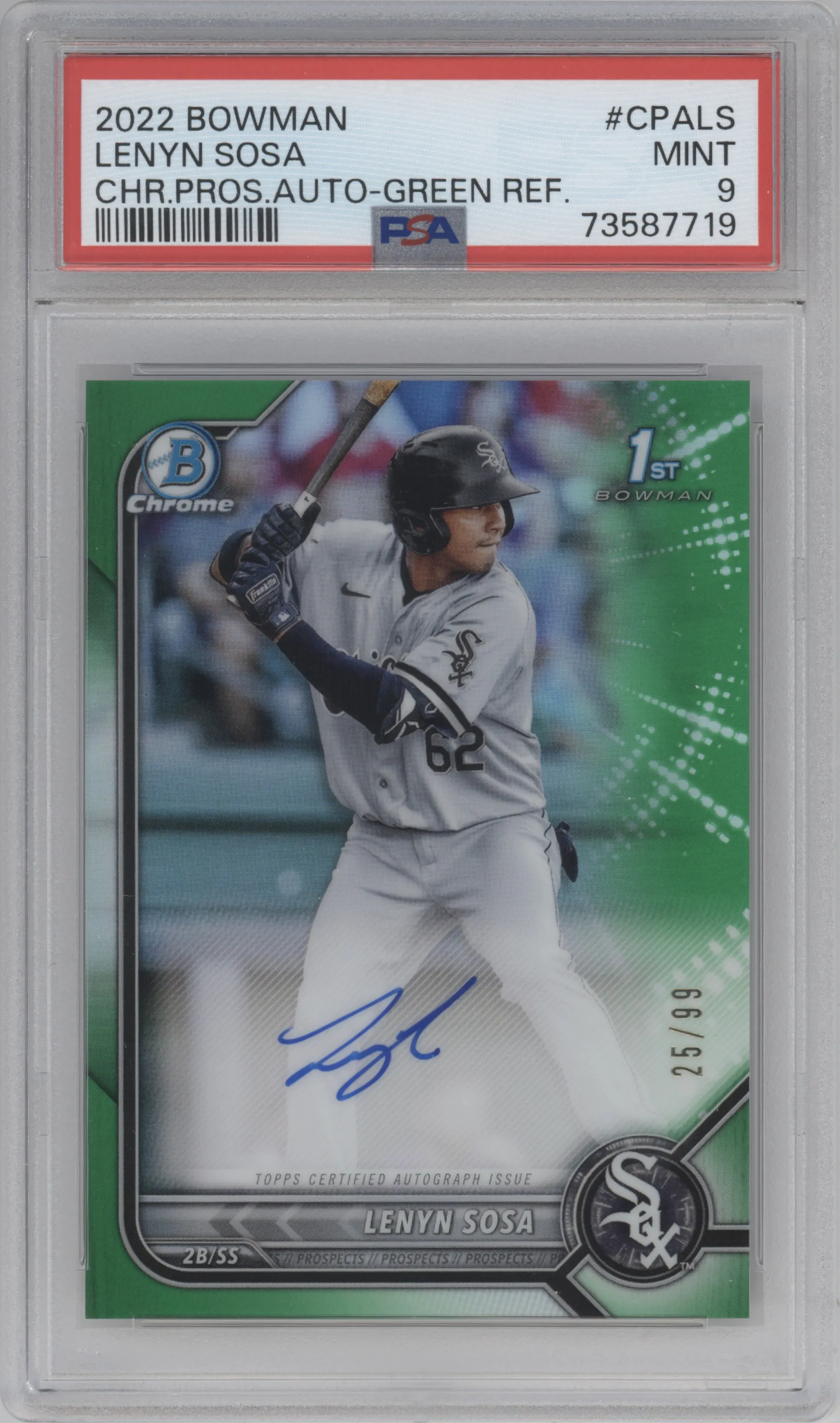 2022 Bowman Chr.Pros.Auto Lenyn Sosa Green Refractor PSA 9