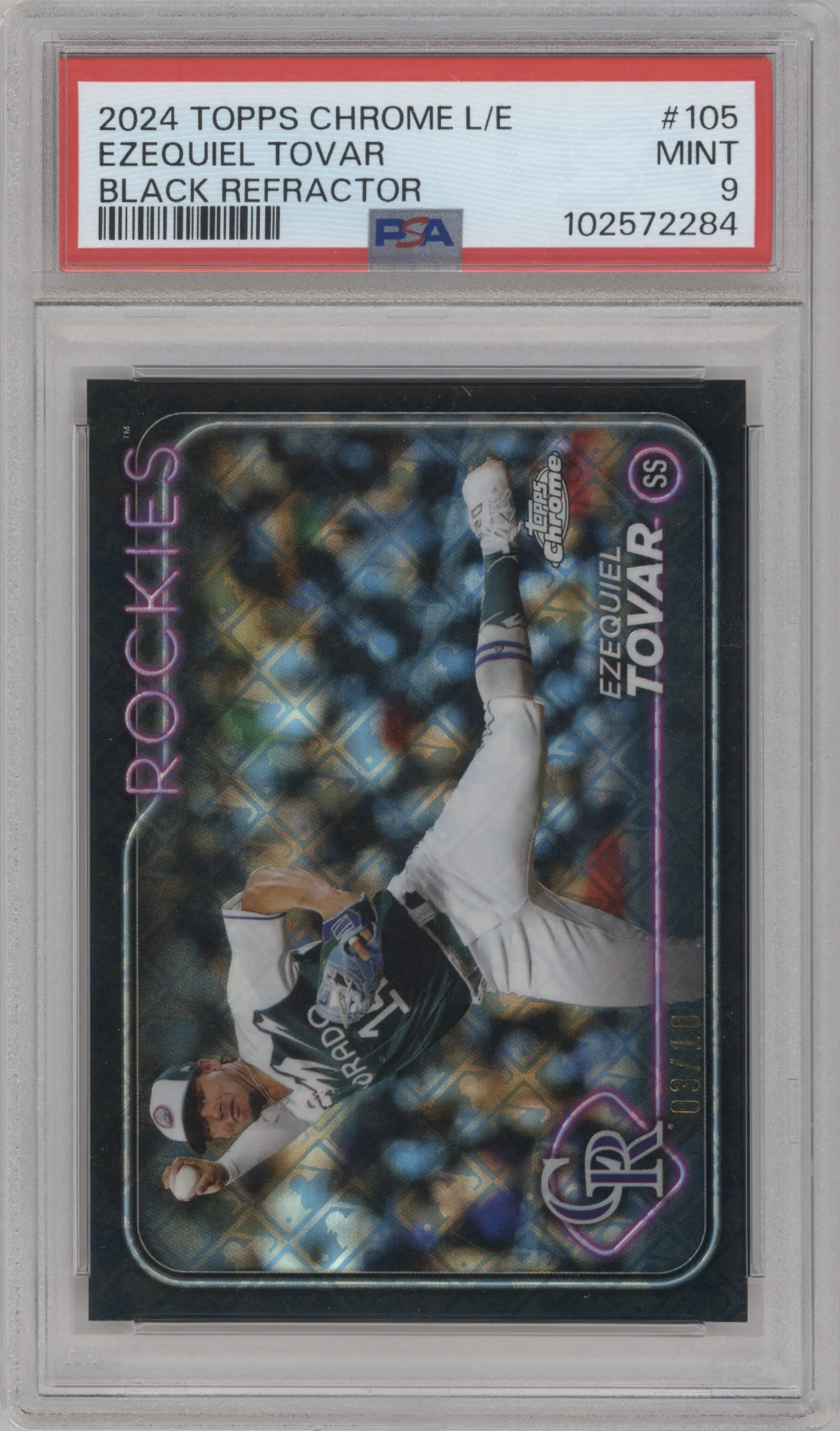 2024 Topps Chrome Logofractor Ezequiel Tovar Black MLB Refractor PSA 9