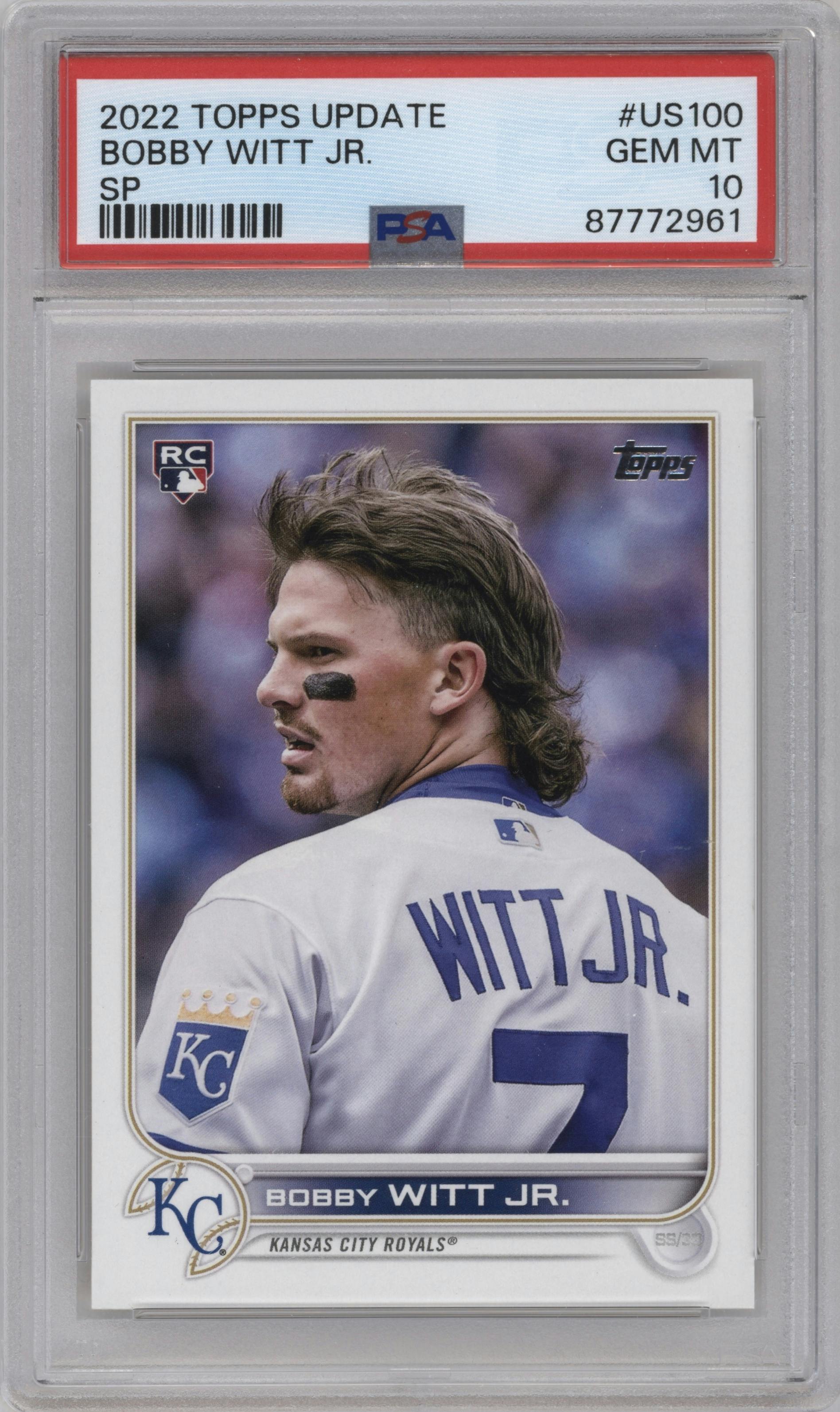 Bobby Witt Jr. from the 2022 Topps Update  set graded by PSA and given an overall grade of 10.