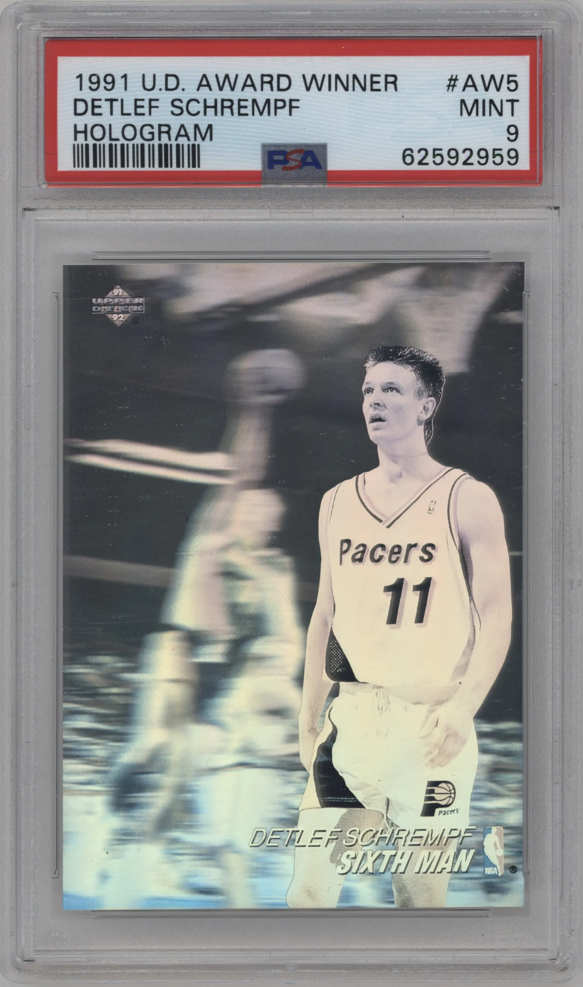 1991 Upper Deck Award Winner Hologram Detlef Schrempf PSA 9