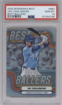 Jac Caglianone from the 2024 Bowman's Best set graded by PSA and given an overall grade of 10.