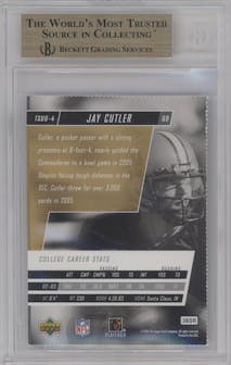 Jay Cutler from the 2006 Upper Deck set graded by Beckett and given an overall grade of 9.5.