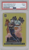  Jonathan Taylor from the 2022 Panini Donruss Optic set featuring a Gold parallel graded by PSA and given an overall grade of 9.