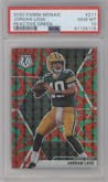Jordan Love from the 2020 Panini Mosaic set featuring a Reactive Green parallel graded by PSA and given an overall grade of 10.