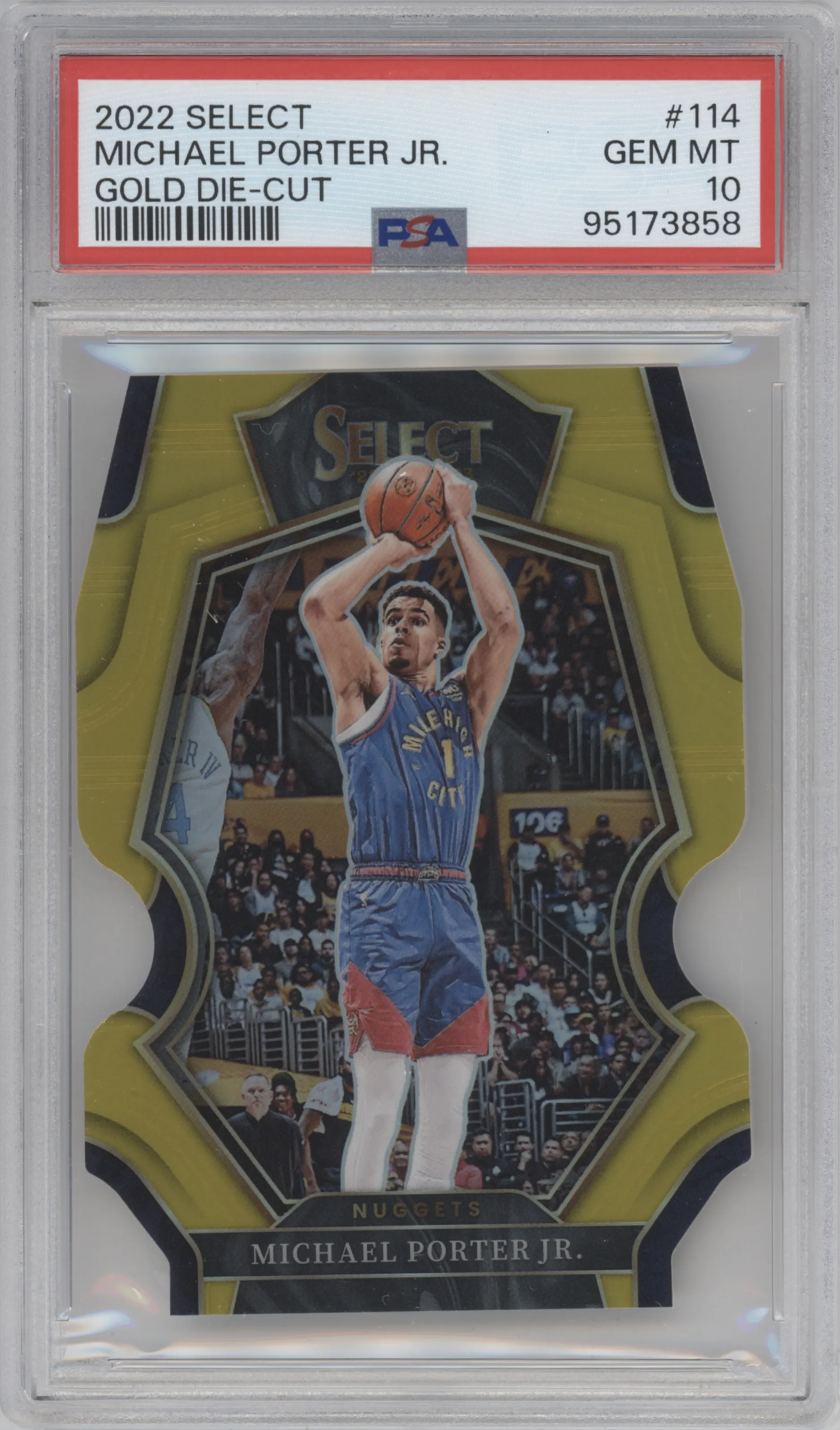 2022 Panini Select Pre.Lvl. Michael Porter Jr. Die-Cut Gold #114 PSA 10