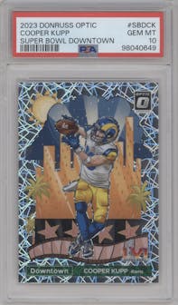 Cooper Kupp from the 2023 Donruss Optic set graded by PSA and given an overall grade of 10.