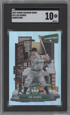 Lou Gehrig from the 2022 Panini Diamond Kings set graded by SGC and given an overall grade of 10.