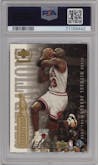 Kobe Bryant / Michael Jordan from the 1998-99 Upper Deck Century Legends set graded by PSA and given an overall grade of 7.