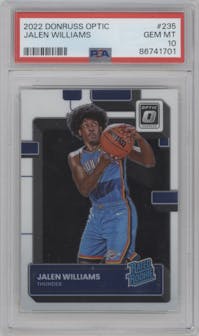 Jalen Williams from the 2022-23 Panini Donruss Optic  set graded by PSA and given an overall grade of 10.