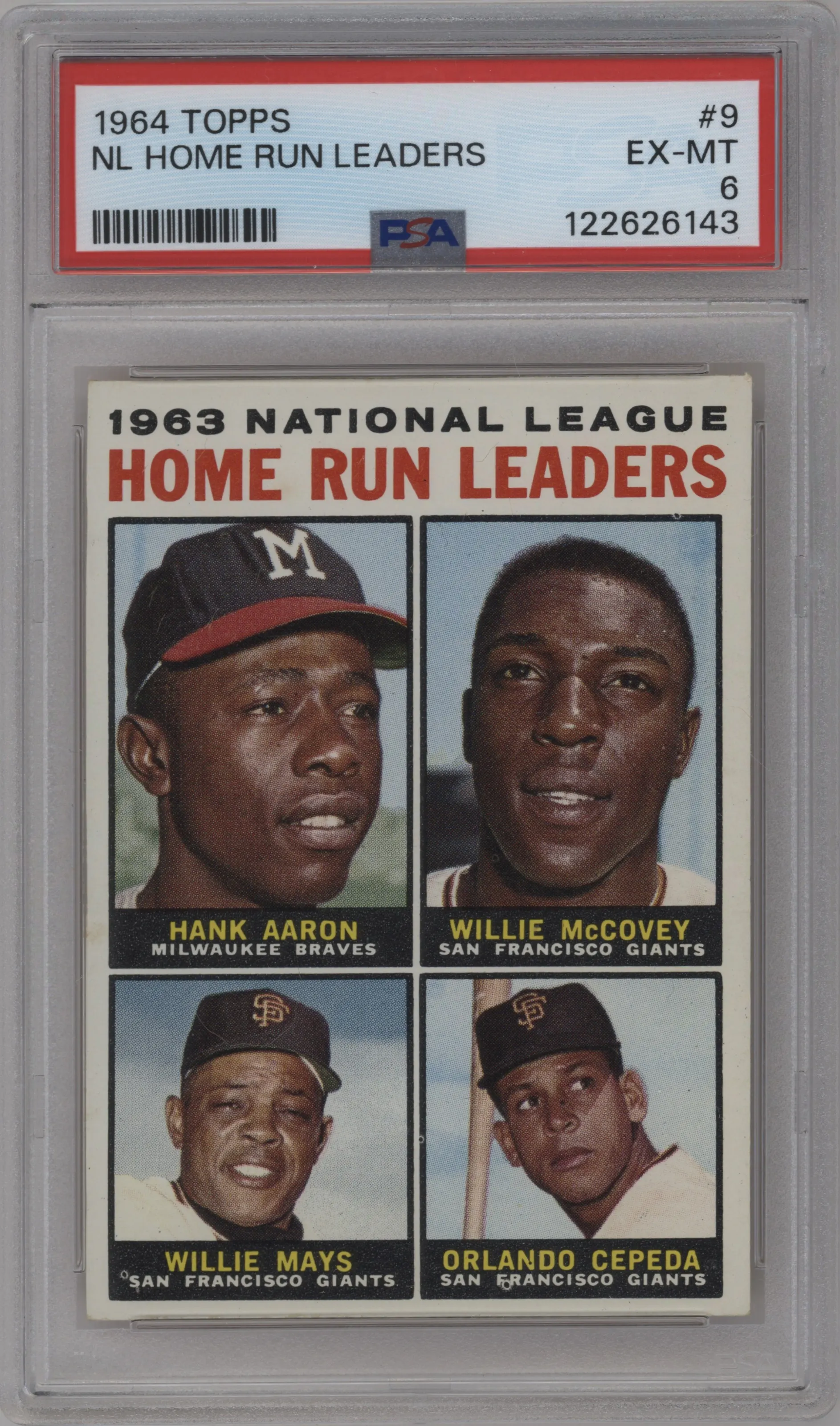 1964 Topps Hank Aaron / Willie McCovey / Willie Mays / Orlando Cepeda #9 PSA 6