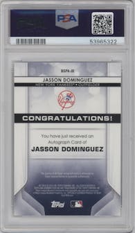 Jasson Dominguez from the 2020 Bowman Sterling set graded by PSA and given an overall grade of 9.