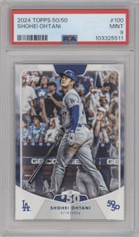 Shohei Ohtani from the 2024 Topps 50/50 set graded by PSA and given an overall grade of 9.